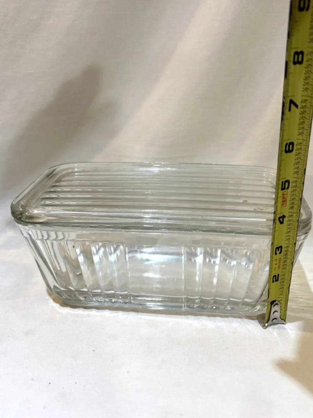 Anchor Hocking 1932 Vintage Design Rectangle Ribbed Refrigerator Dish w/ Lid